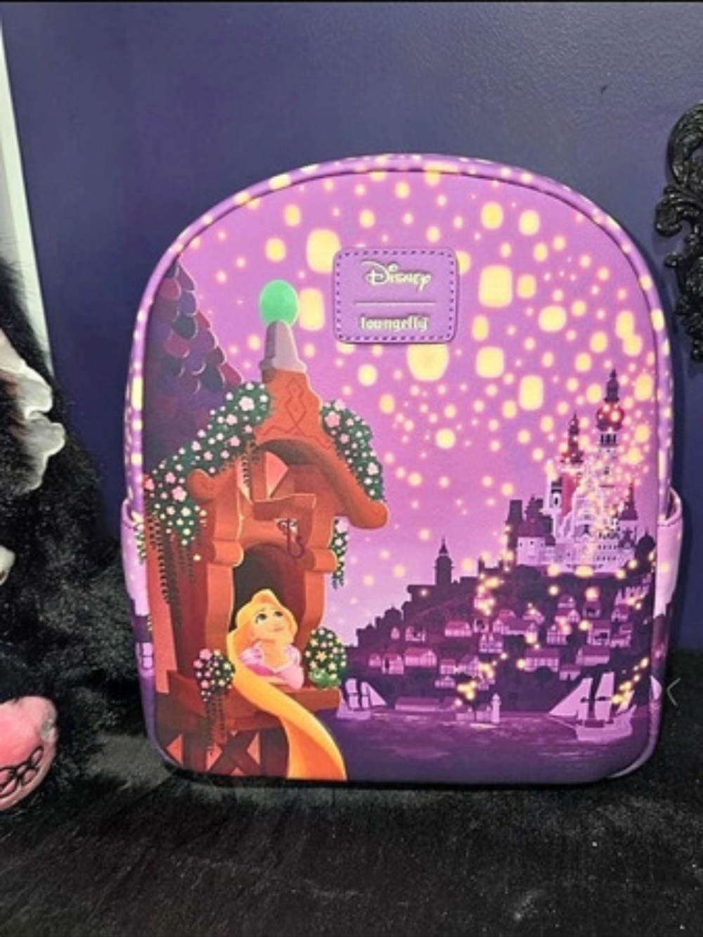 Disney Loungefly Disney Tangled backpack Tangled Lanters Backpack Purple NWT